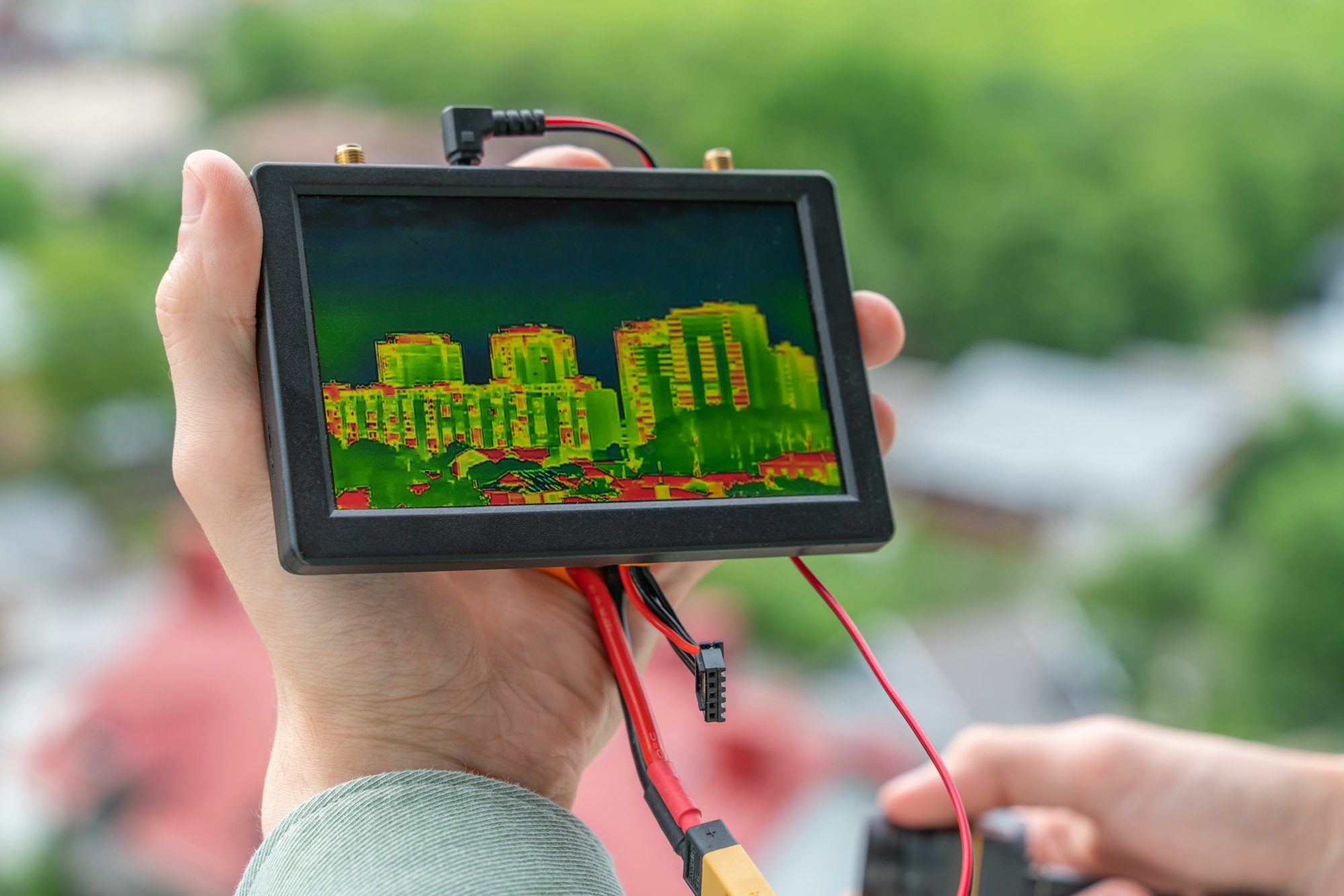 Simulation of object temperature check by thermoscan or infrared thermal camera.